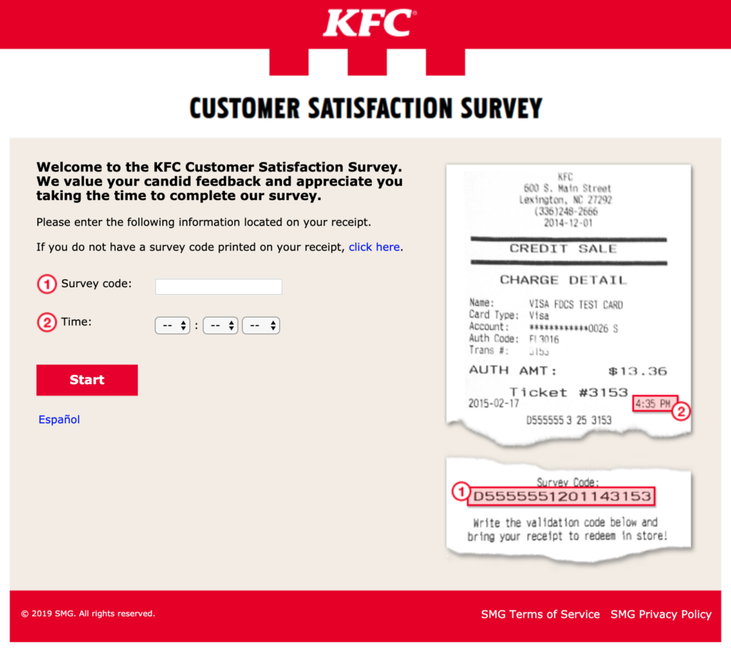 mykfcexperience-vip Survey Screenshot